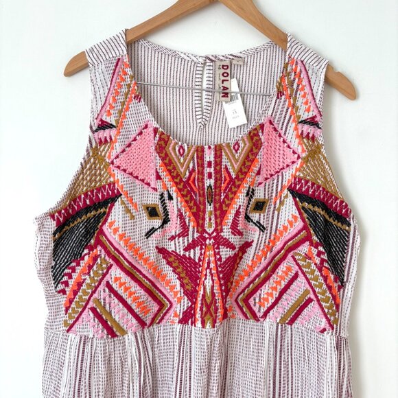 Anthropologie Dolan Embroidered Sleeveless Top Sz 1X NWT Bohemian Tribal Print - Picture 3 of 7